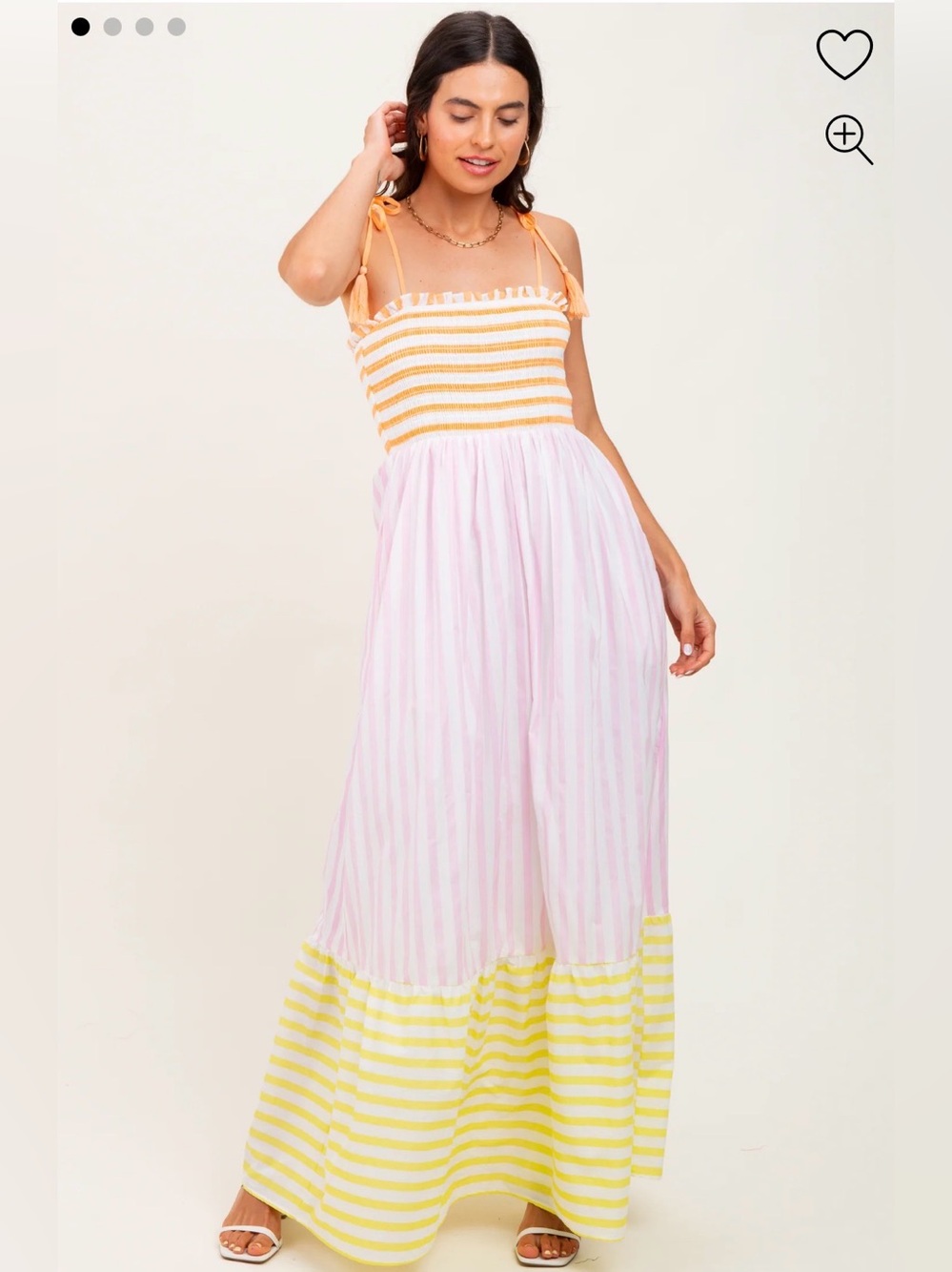 In February-Sherbert-Striped-Tassel-Maxi Dress-Sundress-Sun Dress-Colorful-NWT